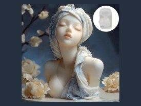 Molde silicona mujer con pañuelo 3D